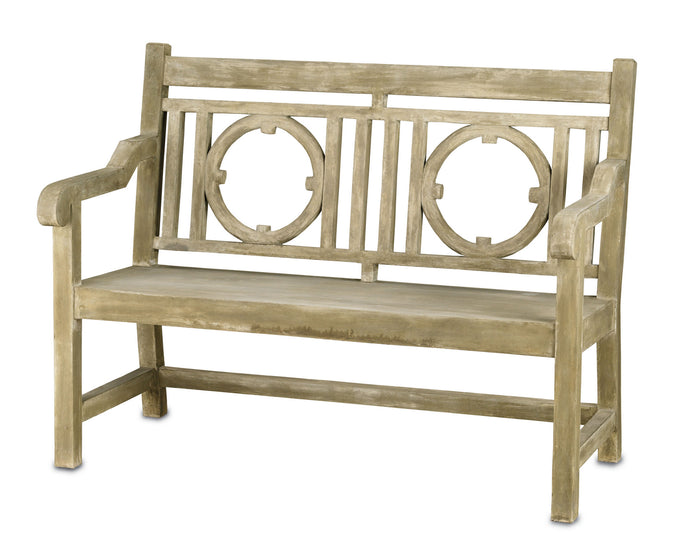 Currey and Company Bench from the Leagrave collection in Portland/Faux Bois finish