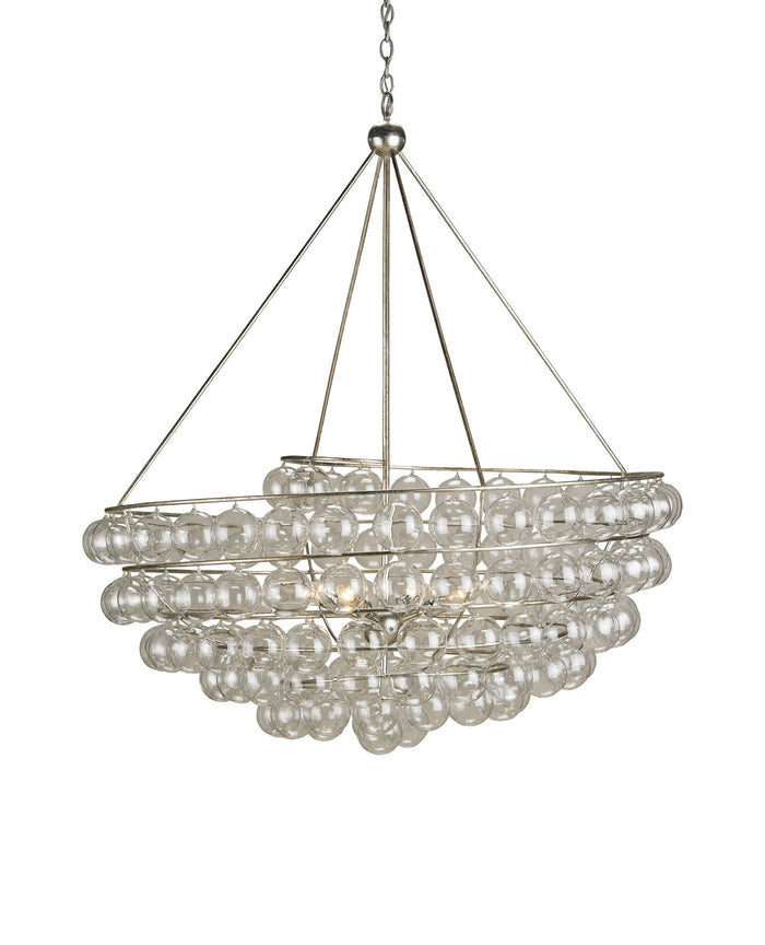Currey and Company Four Light Chandelier from the Stratosphere collection in Contemporary Silver Leaf finish