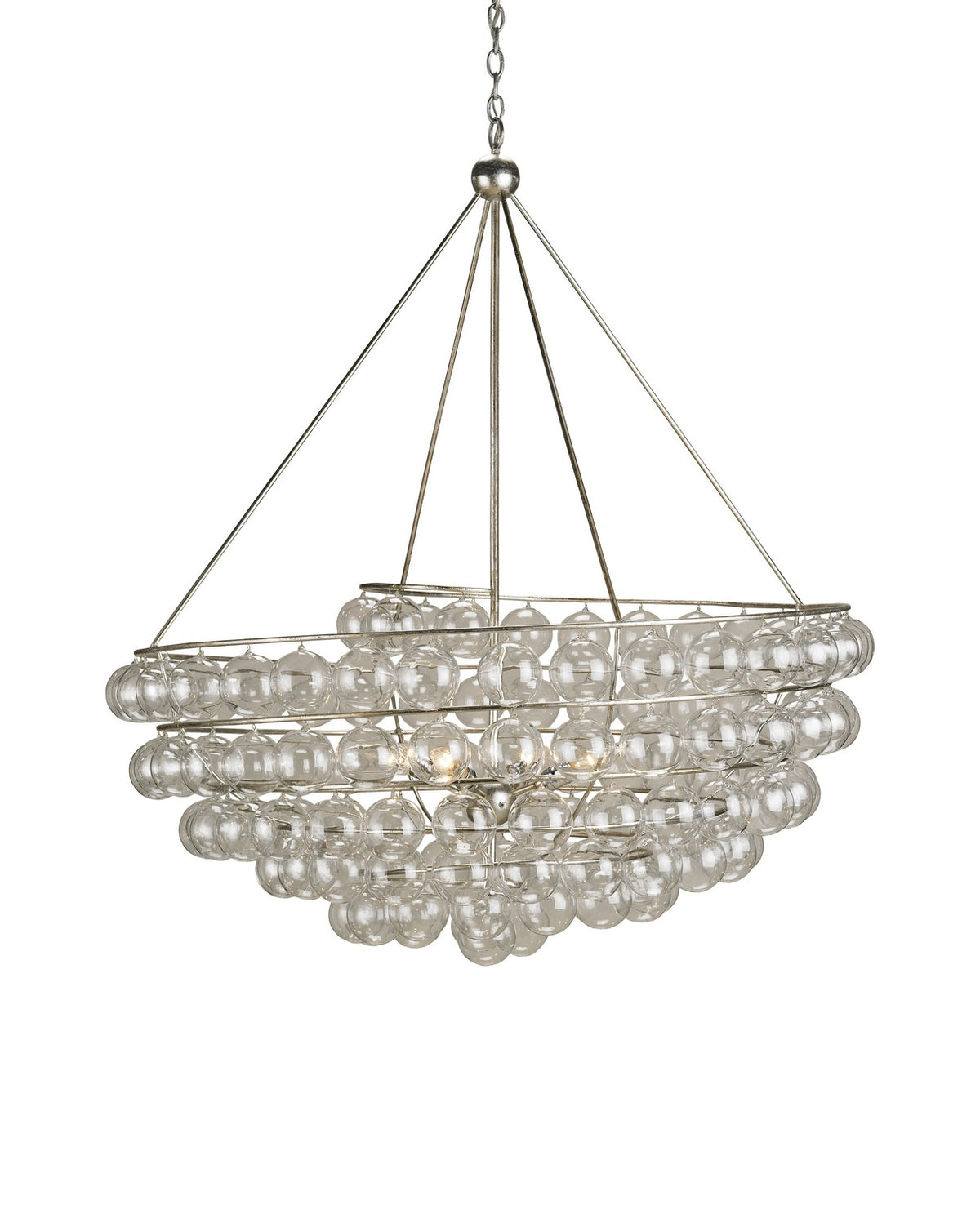 Currey and Company - 9002 - Four Light Chandelier - Contemporary Silver Leaf