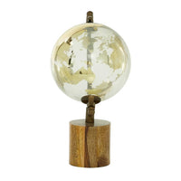 Design Shop  Gold Wood Globe w/ Brown Base
