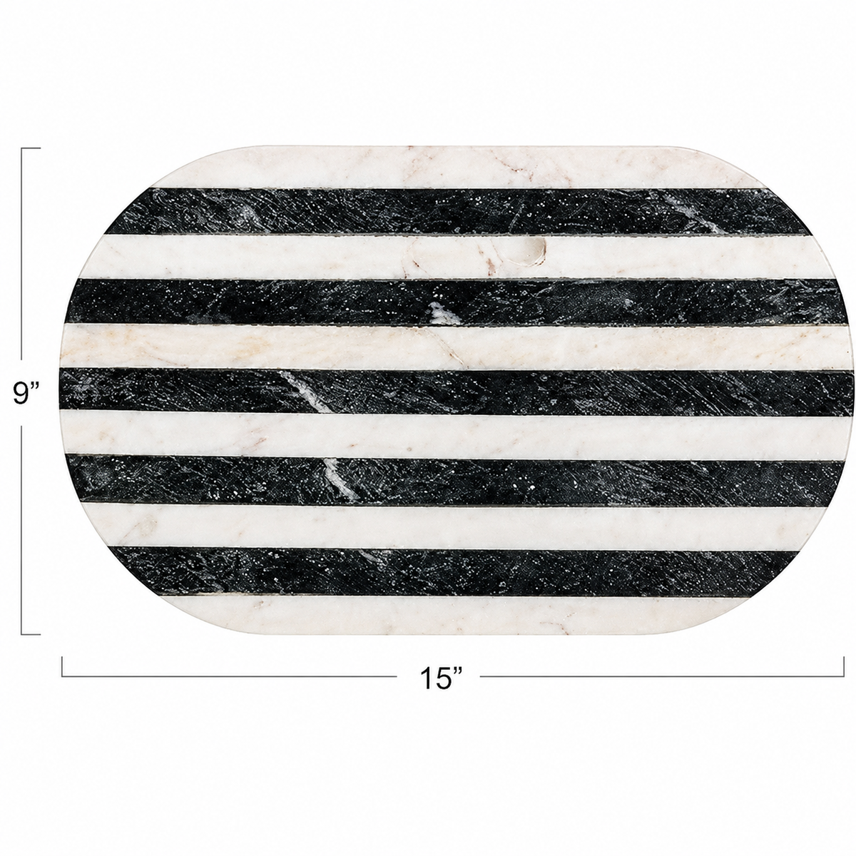 Design Shop Black and White Striped Marble Cutting Board 14.5"