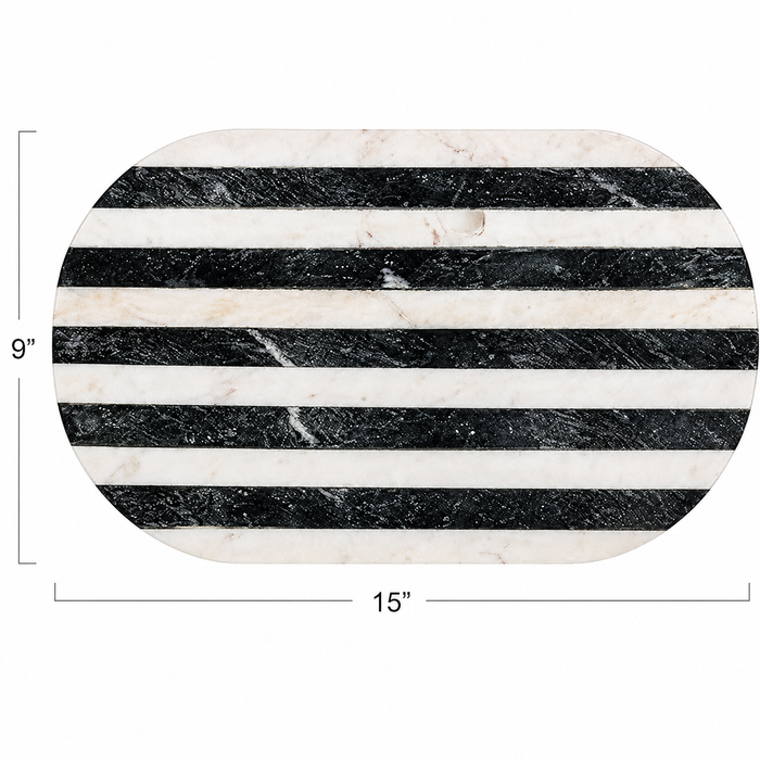 Design Shop Black and White Striped Marble Cutting Board 14.5"
