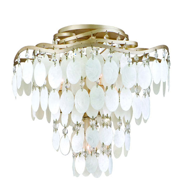Corbett Lighting Four Light Semi Flush Mount from the Dolce collection in Champagne Leaf finish
