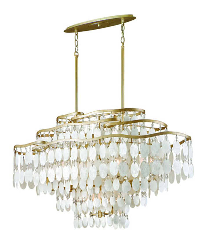 Corbett Lighting 12 Light Linear from the Dolce collection in Champagne Leaf finish
