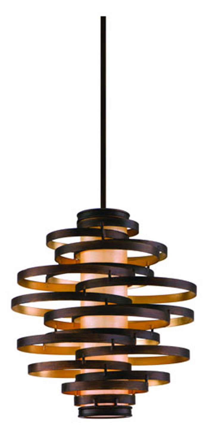 Corbett Lighting Two Light Chandelier from the Vertigo collection in Bronze And Gold Leaf finish