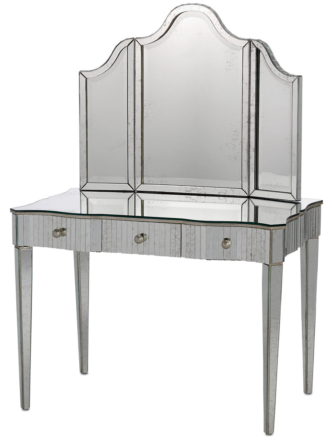 Currey and Company - 1300 - Mirror - Gilda Collection - Granello Silver Leaf/Antique Mirror