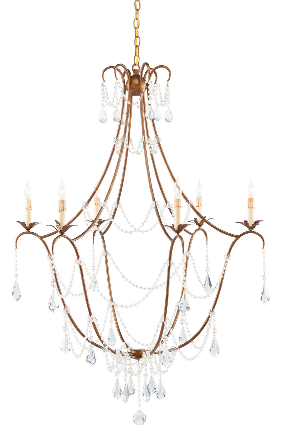 Currey and Company - 9048 - Six Light Chandelier - Elizabeth Collection - Rhine Gold