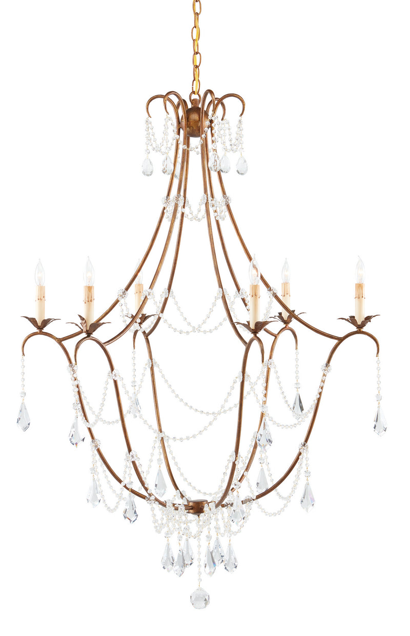 Currey and Company - 9048 - Six Light Chandelier - Elizabeth Collection - Rhine Gold