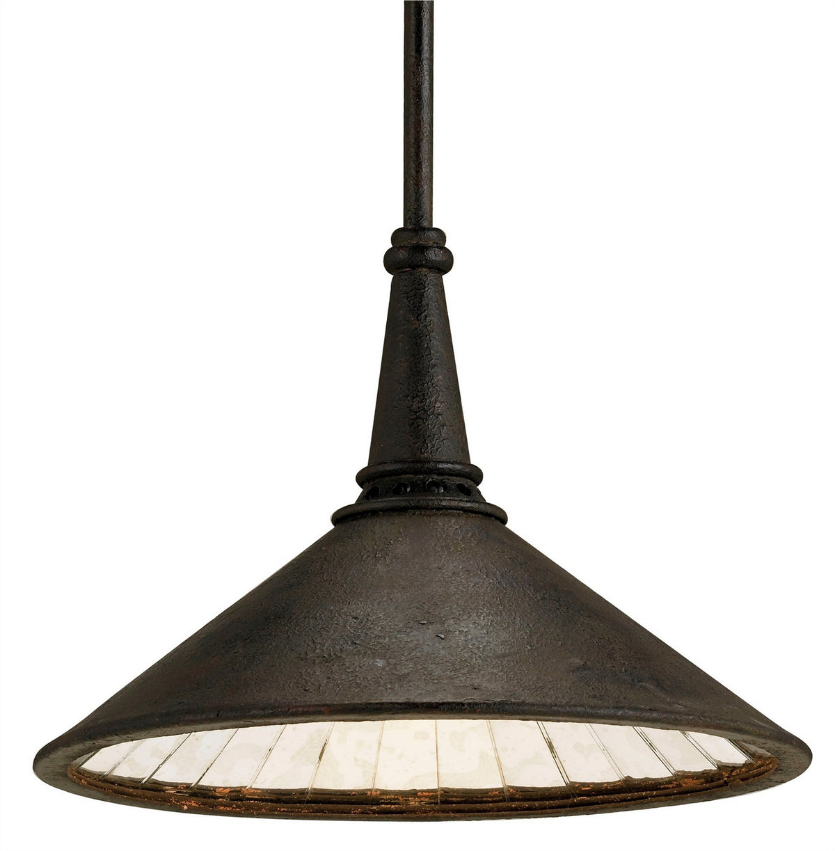 Currey and Company - 9056 - One Light Pendant - Manuscript Collection - Molé Black/Antique Mirror