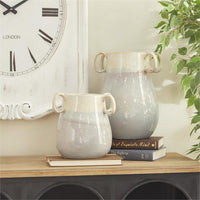 Design Shop  White Ceramic Vase w/ Handles