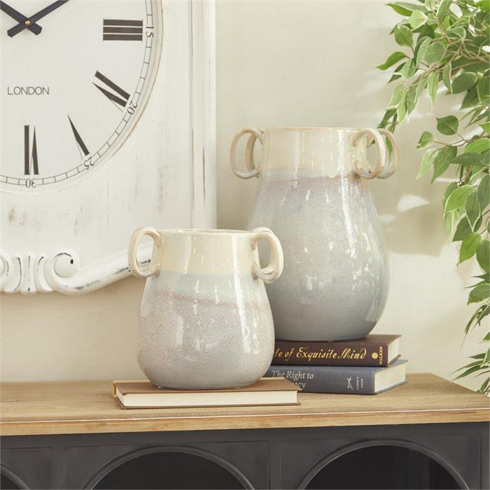 Design Shop  White Ceramic Vase w/ Handles