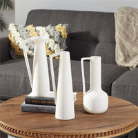 Design Shop  Cosmoliving By Cosmopolitan 12 inch White Ceramic Vase w/ Handles