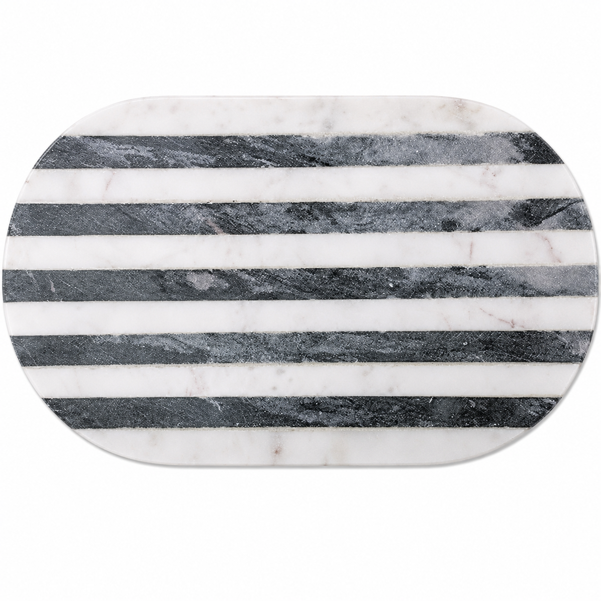 Design Shop Black and White Striped Marble Cutting Board 14.5"