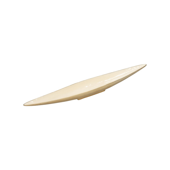 Beige ceramic knife handle on a white background
