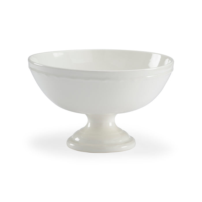 White ceramic footed bowl on a white background