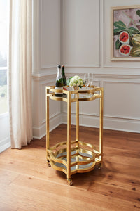 Chelsea House Quatrefoil Bar Cart - Gold