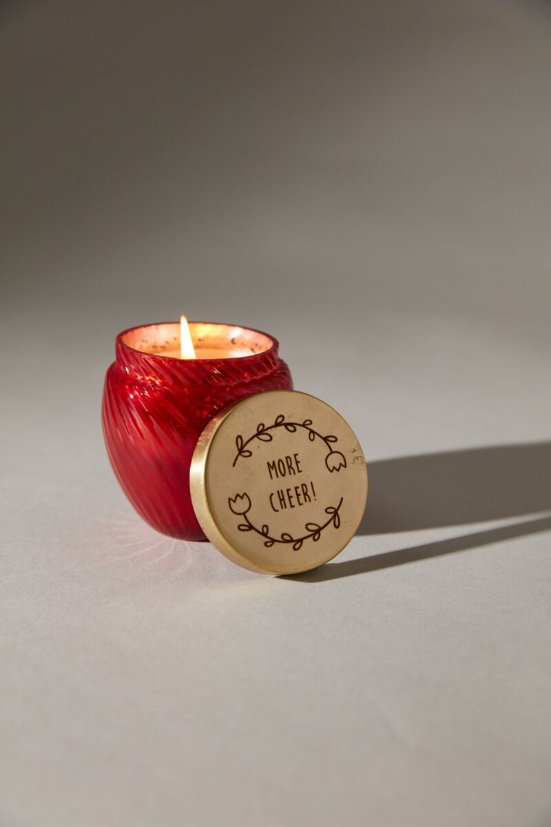 Design Shop Red Holiday Cheer Candle, 3" X 3.25".