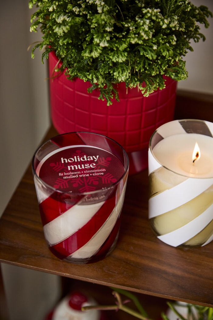 Design Shop Red Swizzle Candle, 4" X 4.75".