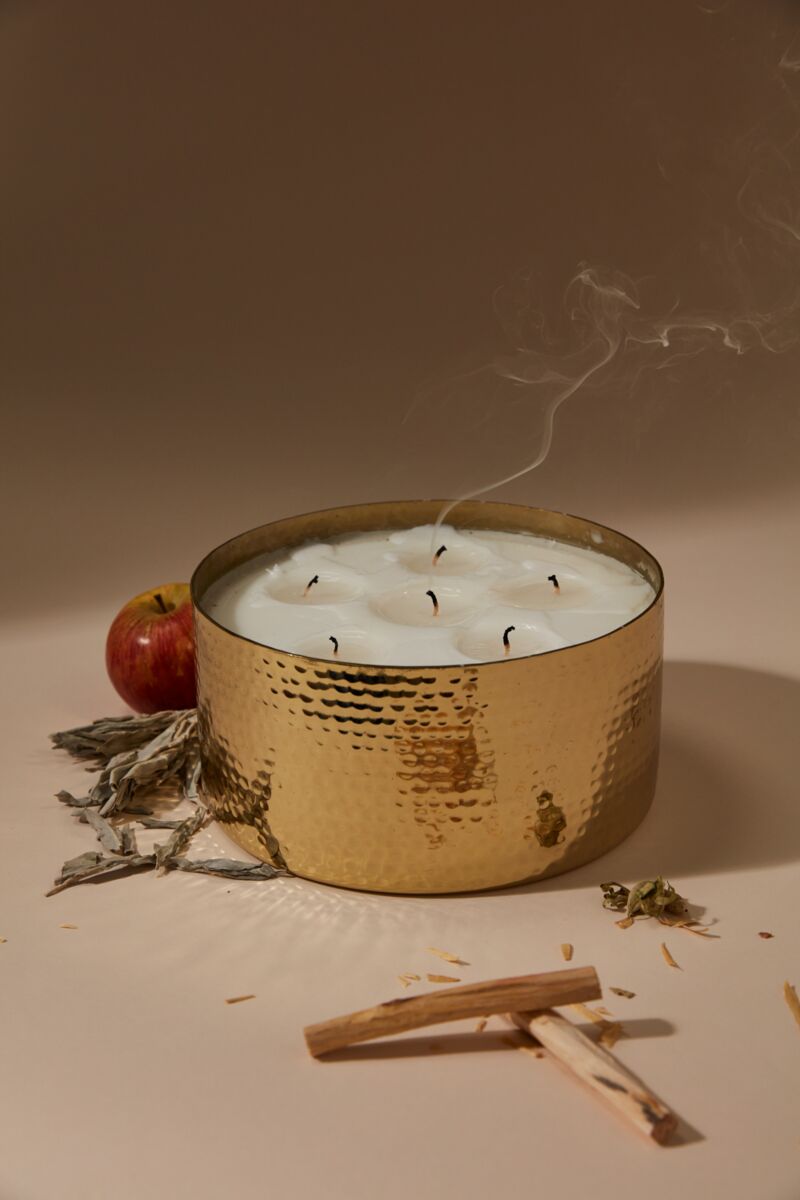 Design Shop Gold Ritual Candle, 8" X 4"