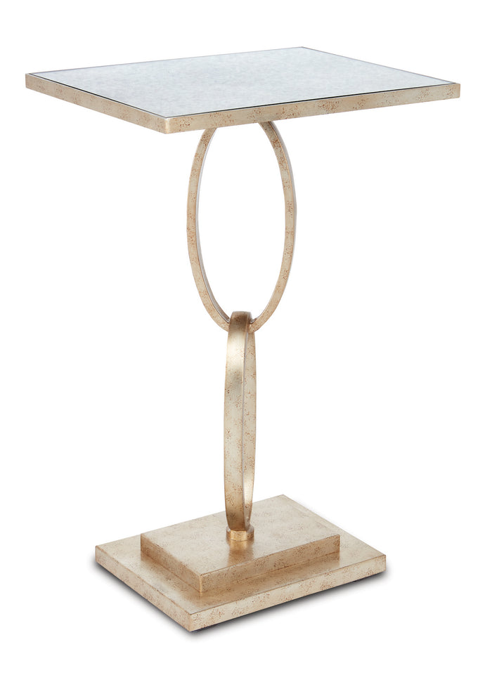 Currey and Company Accent Table from the Bangle collection in Silver Leaf/Antique Mirror finish
