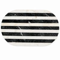 Design Shop Black and White Striped Marble Cutting Board 14.5"