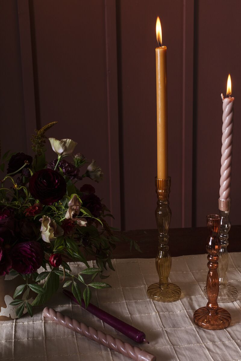 Design Shop Yellow Raywood Candlestick, 2.5" X 10", Set of 4.