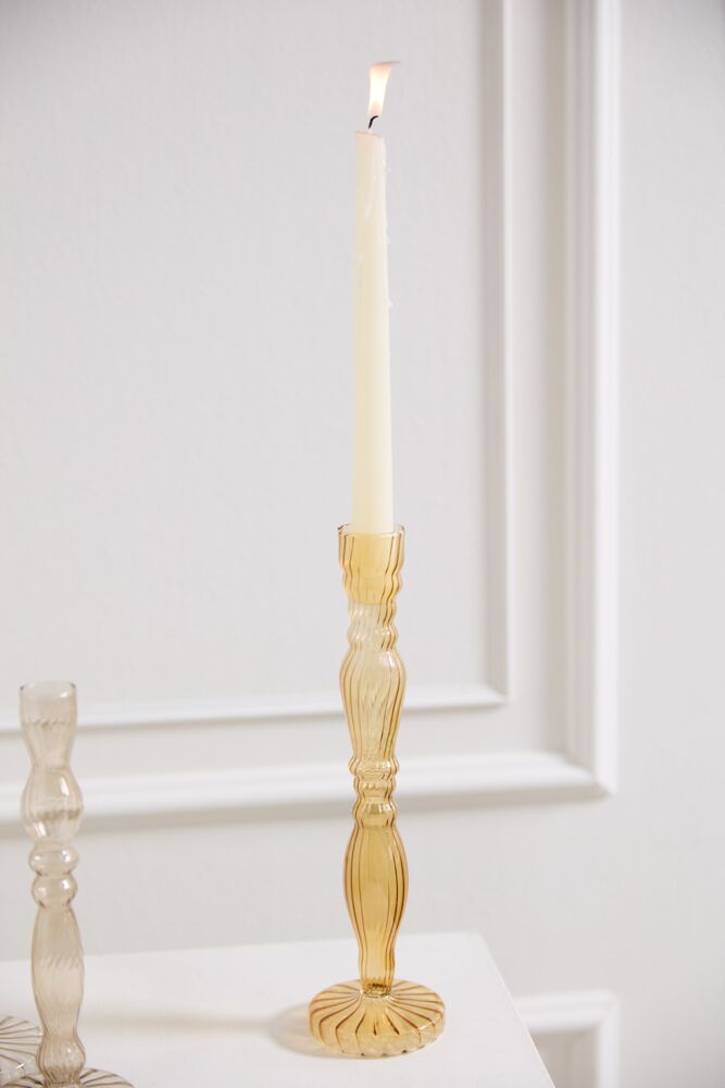 Design Shop Yellow Raywood Candlestick, 2.5" X 10", Set of 4.