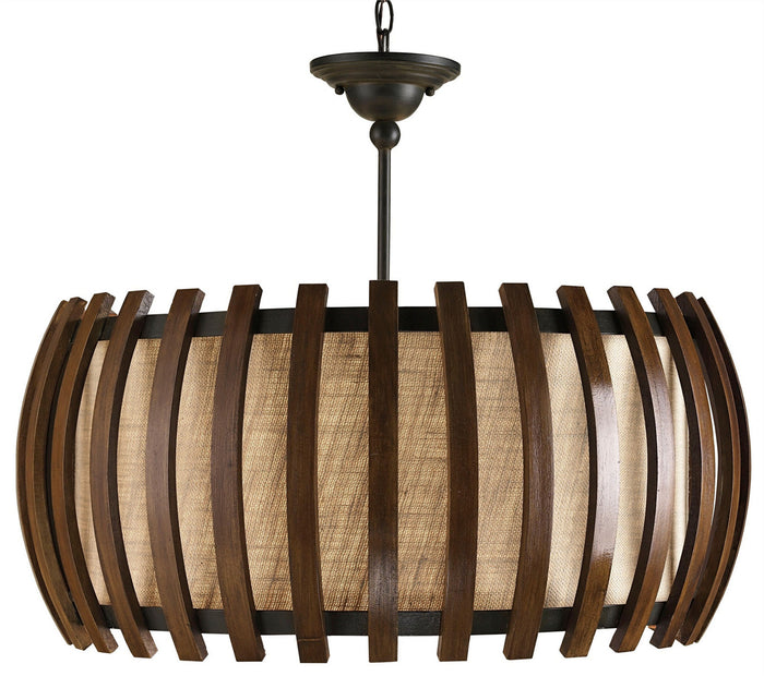 Currey and Company One Light Pendant from the Dado collection in Old Iron/Polished Fruitwood finish
