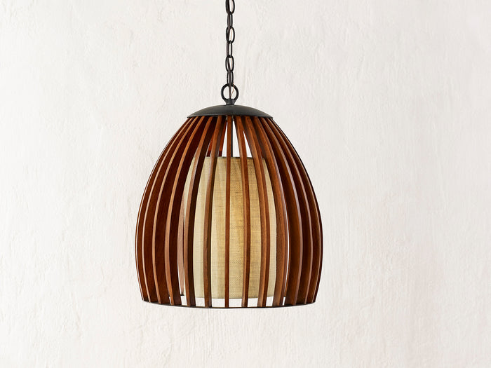 Currey and Company One Light Pendant from the Carling collection in Old Iron/Polished Fruitwood finish