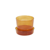 Design Shop Amber Glass Pot with Saucer, 4.75" X 4"