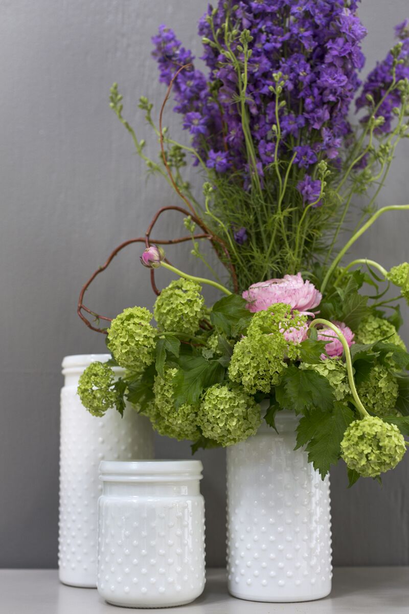 Design Shop White Hobnail Jar, 4" X 5".