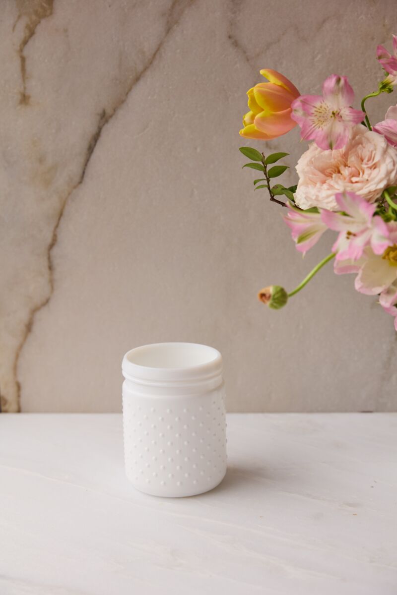 Design Shop White Hobnail Jar, 4" X 5".