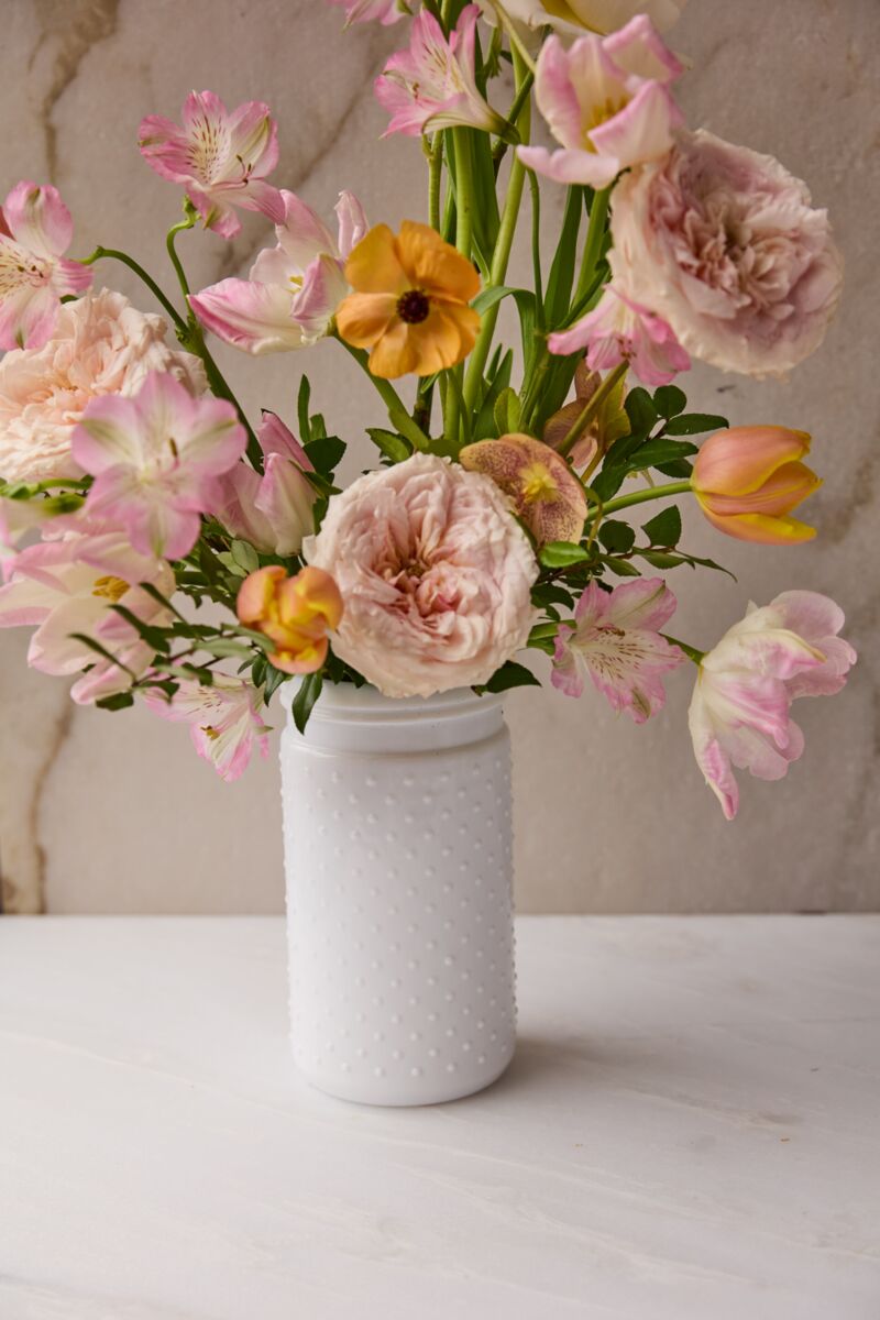 Design Shop White Hobnail Jar, 4" X 7.5".