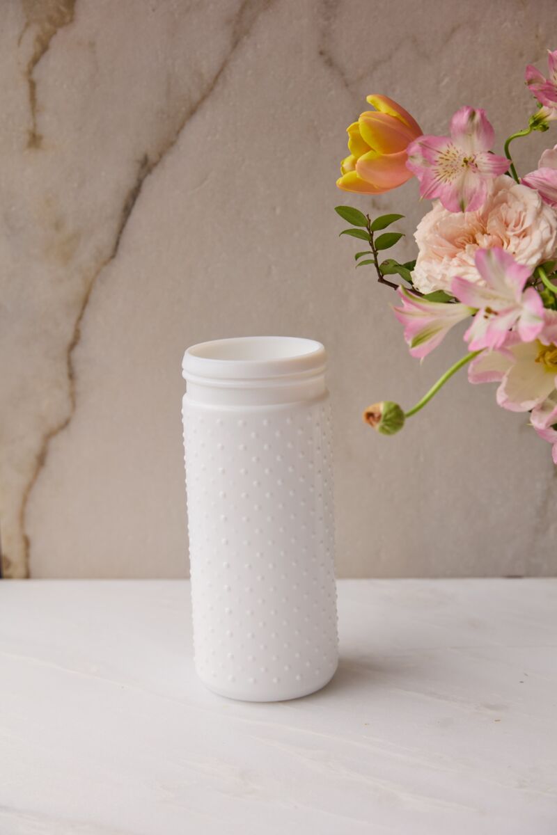Design Shop White Hobnail Jar, 4" X 9.25".
