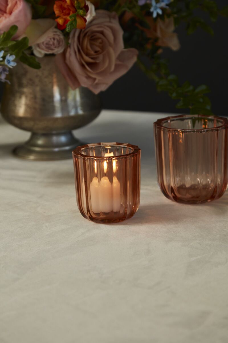 Design Shop Orange Tanger Votive, 3" X 3", Set of 6.