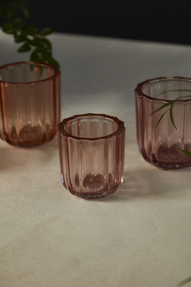 Design Shop Pink Tanger Votive, 3" X 3", Set of 6.