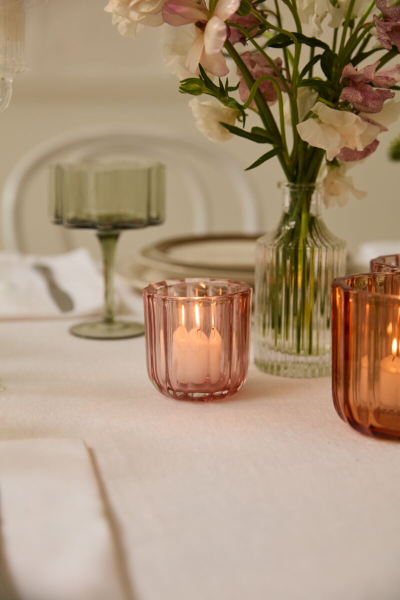 Design Shop Pink Tanger Votive, 3" X 3", Set of 6.