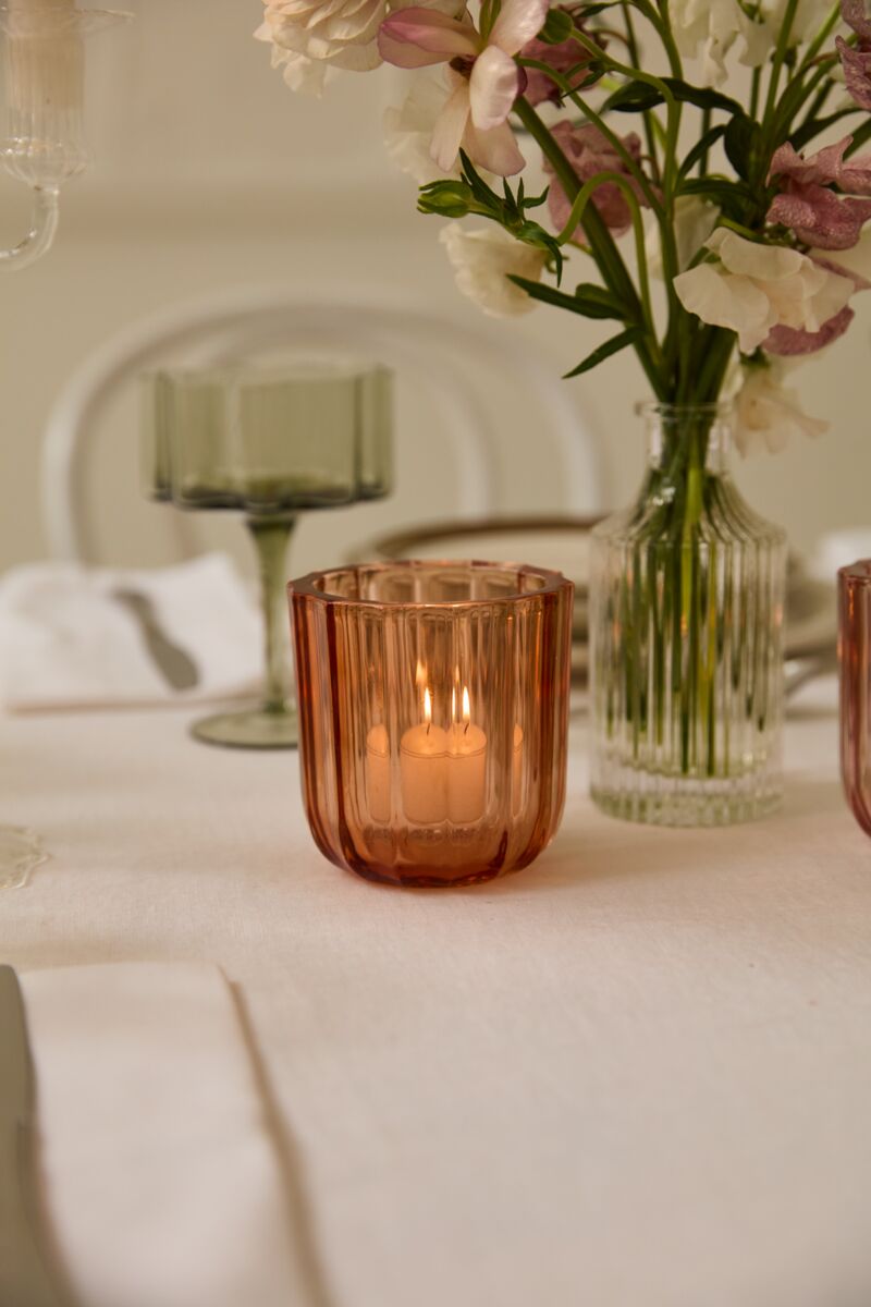 Design Shop Orange Tanger Votive, 3.5" X 3.5", Set of 4.