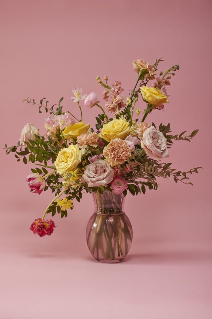 Design Shop Pink Full Bloom Vase, 6.5" X 9.5".