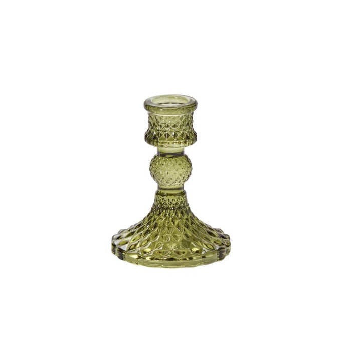 Design Shop Green Gillian Candlestick, 3" X 4", Set of 2.