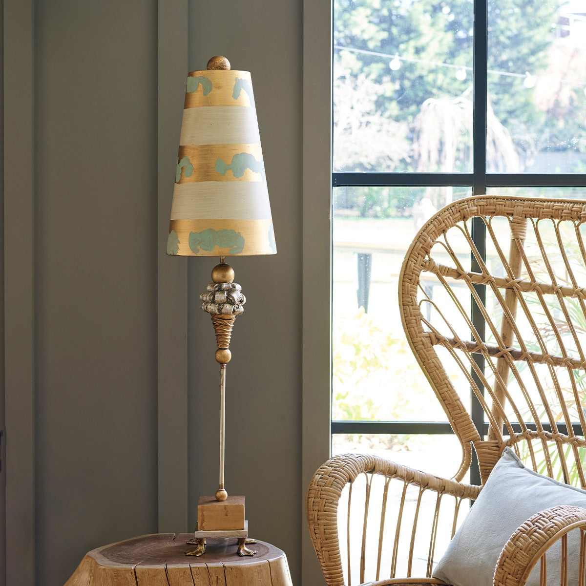 Lucas + McKearn - TA1002 - One Light Buffet Lamp - Pompadour Luxe - Gold And Silver Leaf