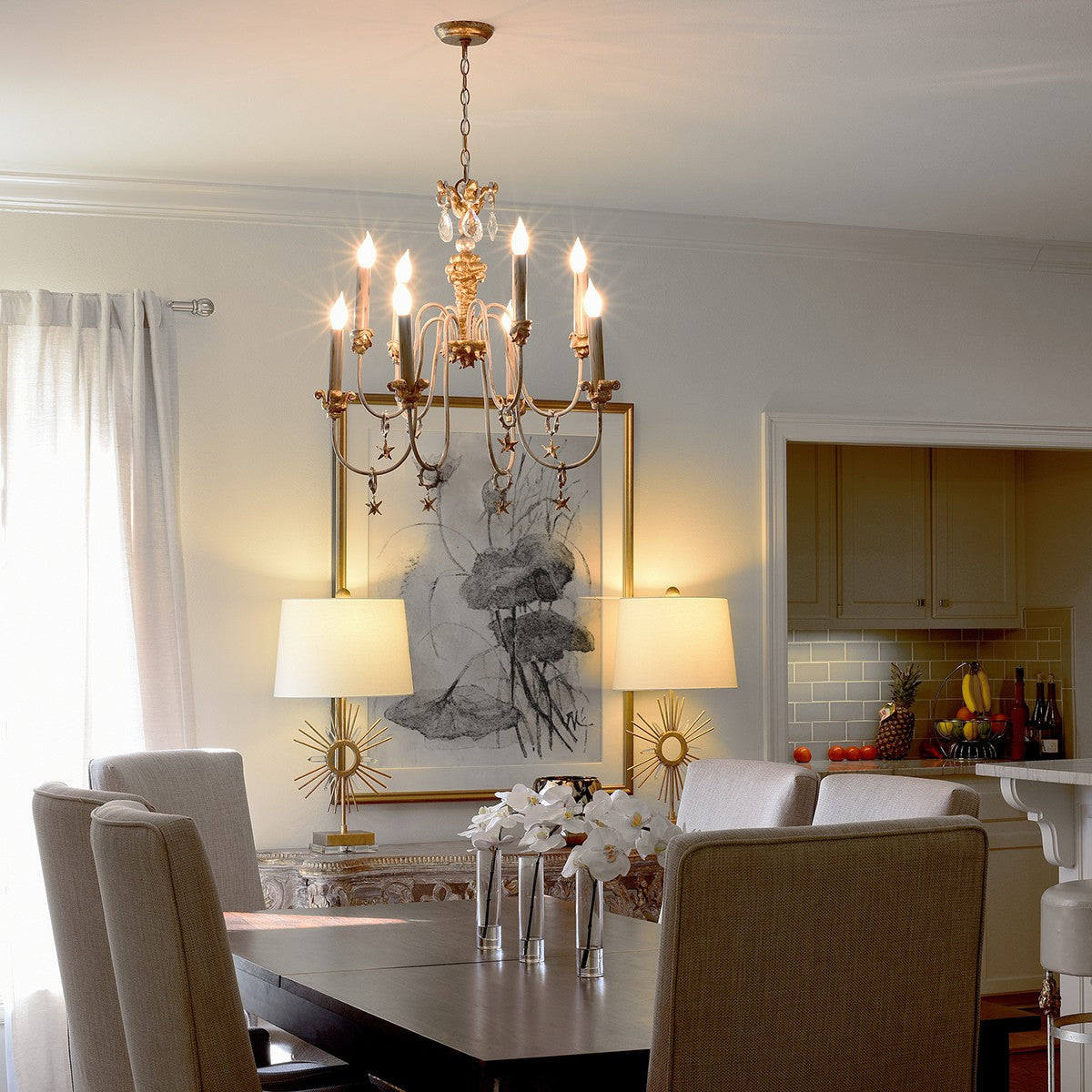 Lucas + McKearn - CH1111 - Eight Light Chandelier - Mignon - Gold, Silver And Cream