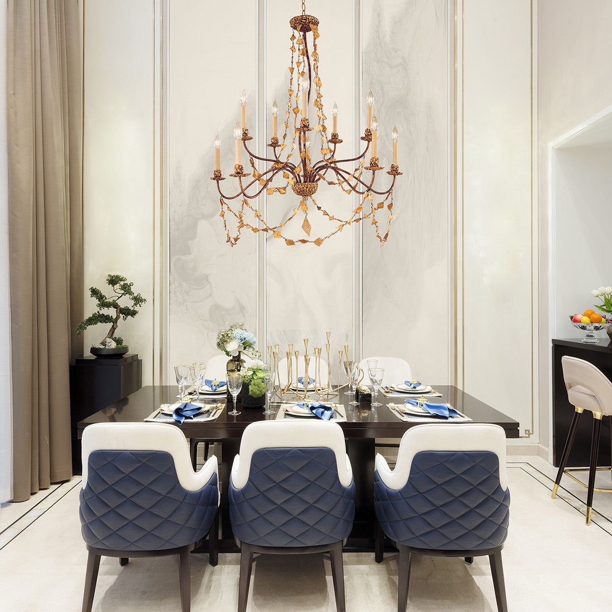 Lucas + McKearn - CH1158-10 - Ten Light Chandelier - Mosaic - Gold Leaf