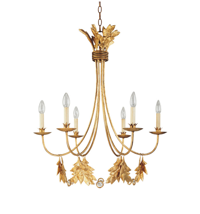 Lucas + McKearn Six Light Chandelier from the Sweet Olive collection in Distressed Gold finish