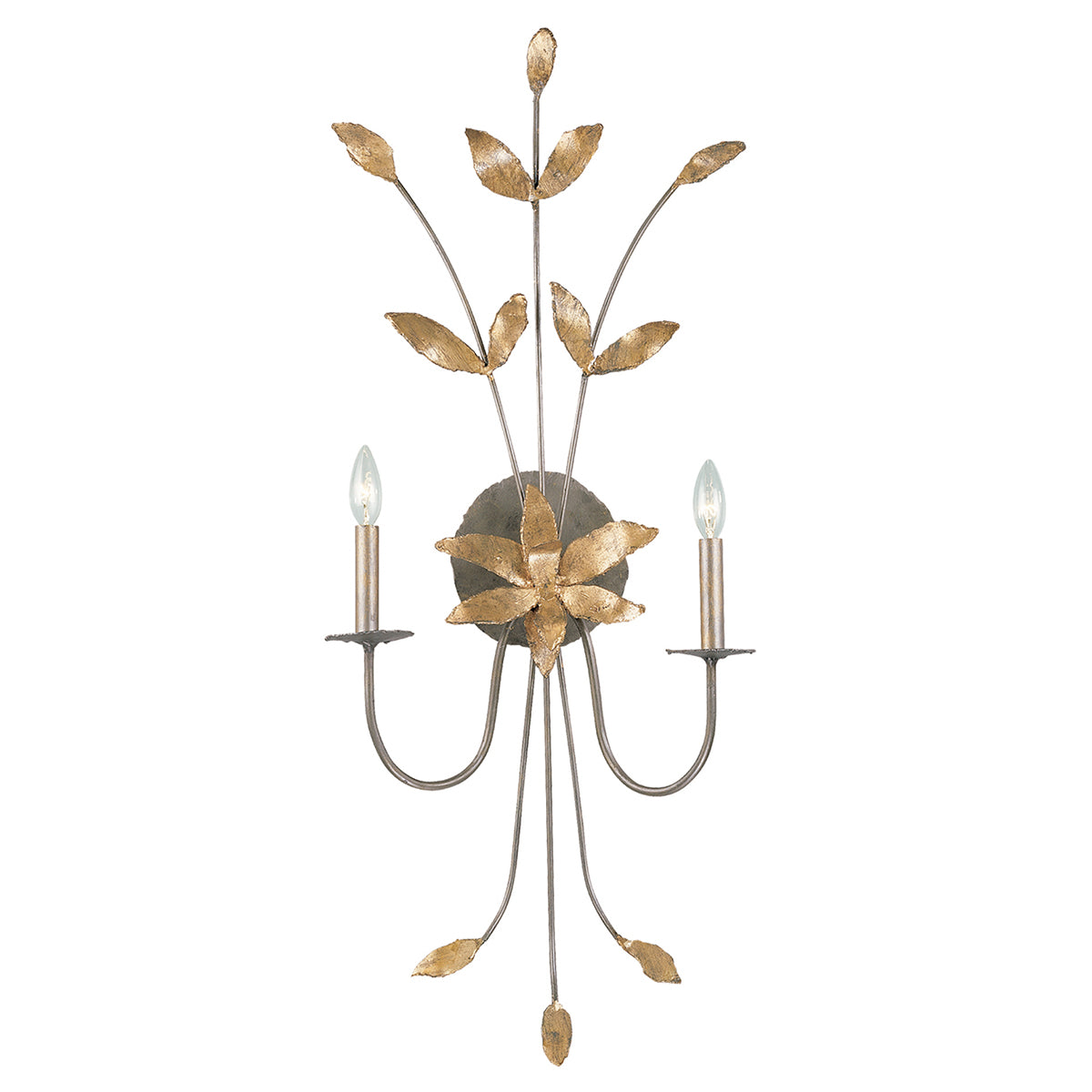 Lucas + McKearn - SC1148-2 - Two Light Wall Sconce - Simone - Silver w/Gold Leaf Blossom
