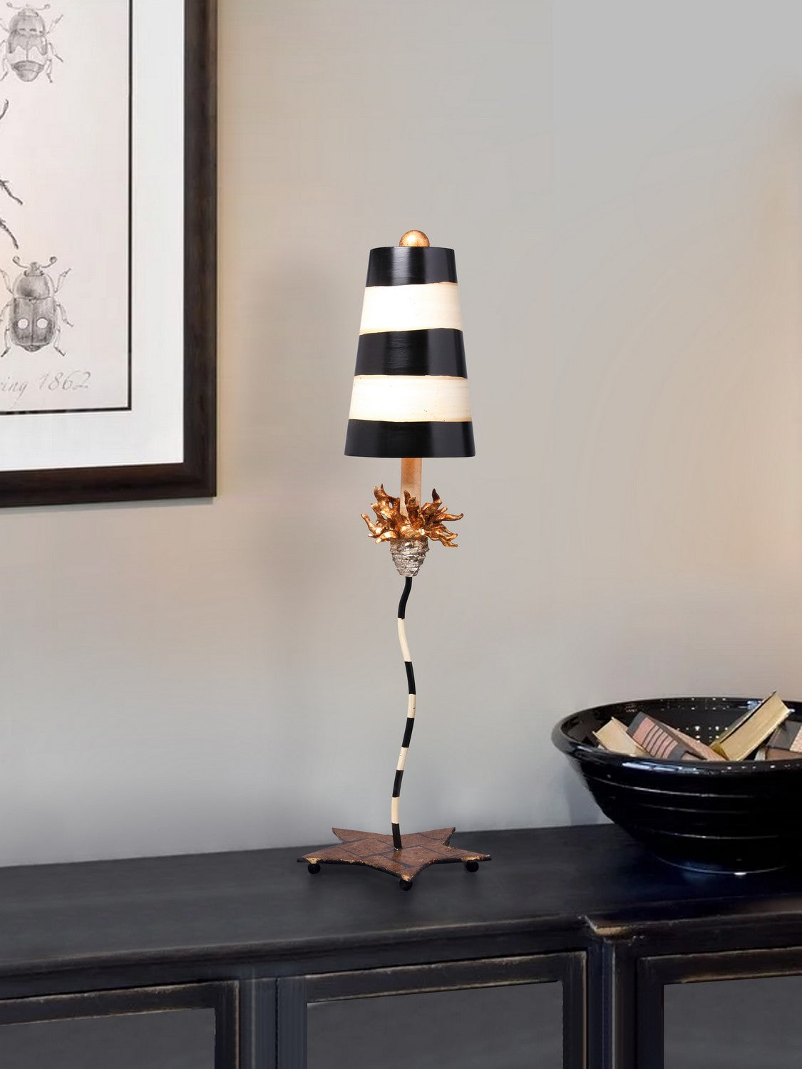 Lucas + McKearn - TA1009 - One Light Buffet Lamp - La Fleur - Black