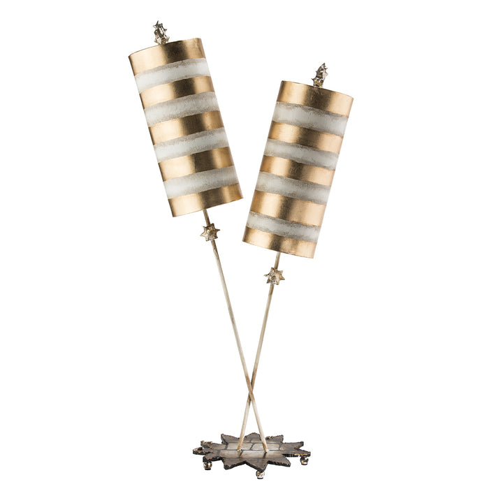 Lucas + McKearn Two Light Table Lamp from the Nettle Luxe collection in Gold Stipes finish