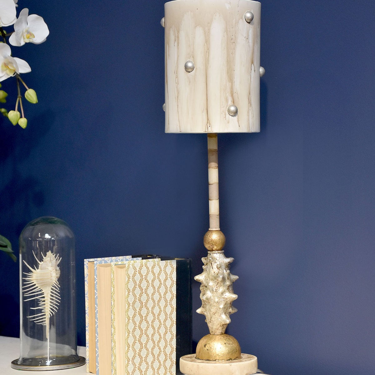 Lucas + McKearn - TA1032 - One Light Table Lamp - Pome - Cream And Putty Striped