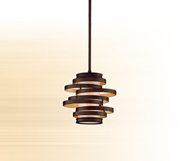 Corbett Lighting One Light Pendant from the Vertigo collection in Bronze And Gold Leaf finish