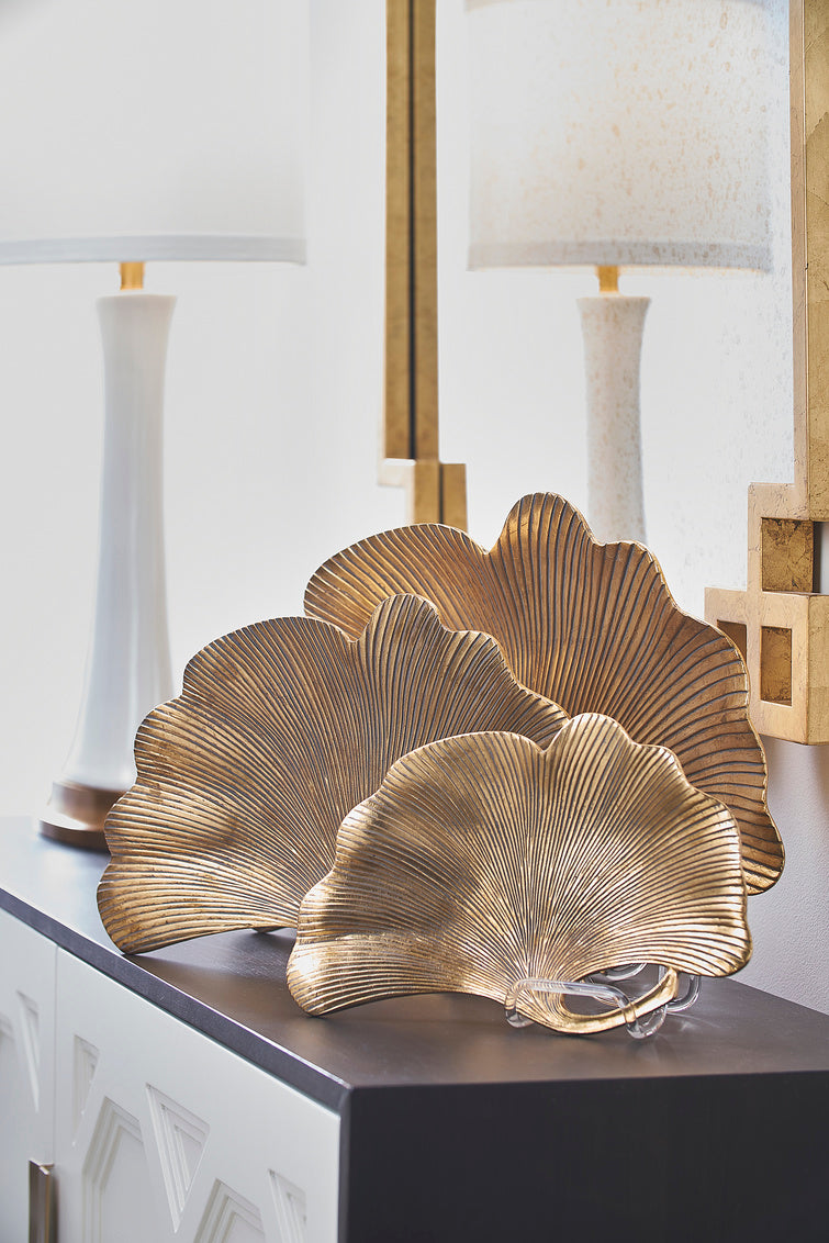 Chelsea House Lotus Leaf Trays - Gold (S3)